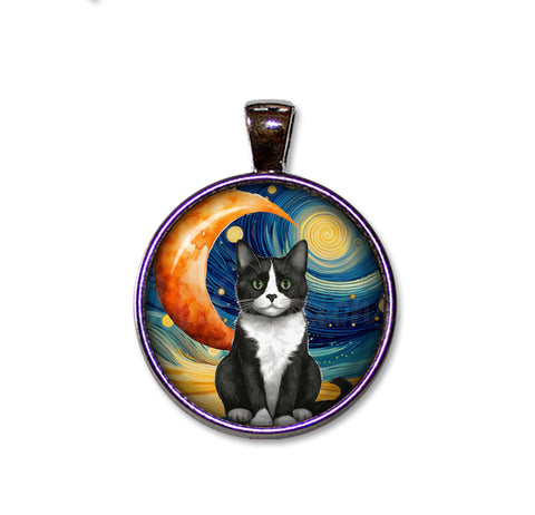 Tuxedo Cat Starry Night Style