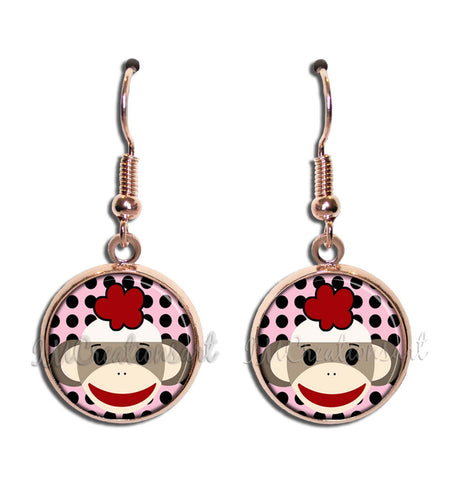 Sock Monkey Pink Polka Dots