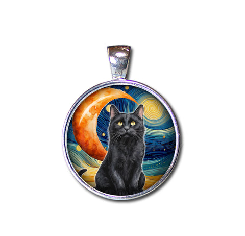 Black Cat Starry Night Style