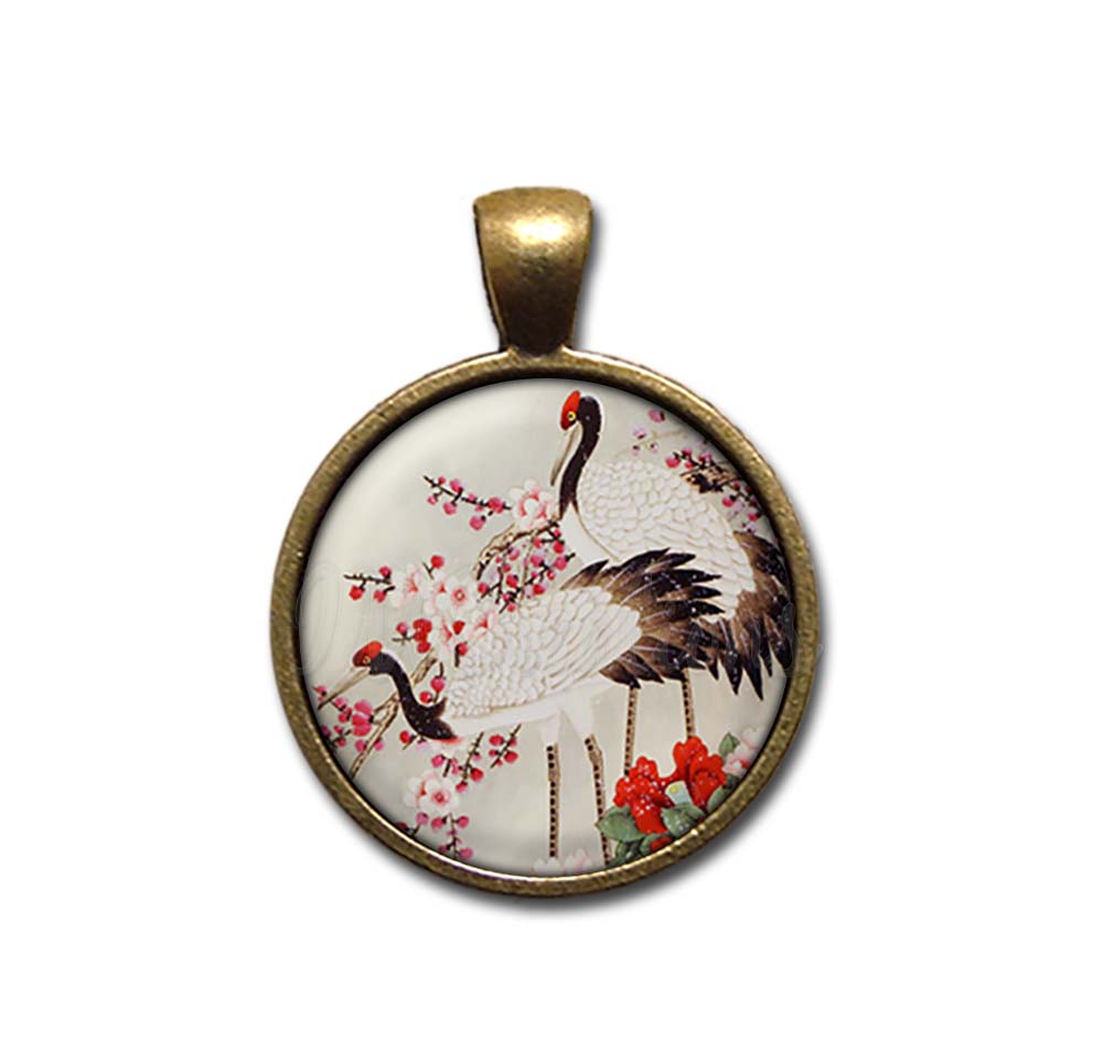 Japanese Cranes in Cherry Blossoms