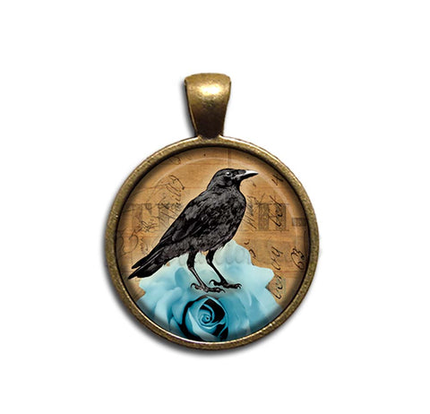 Black Raven on Blue Rose