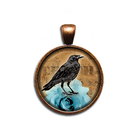 Black Raven on Blue Rose