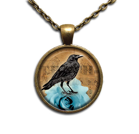 Black Raven on Blue Rose