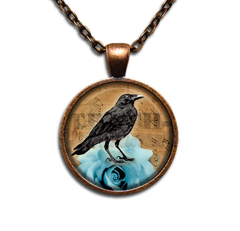 Black Raven on Blue Rose
