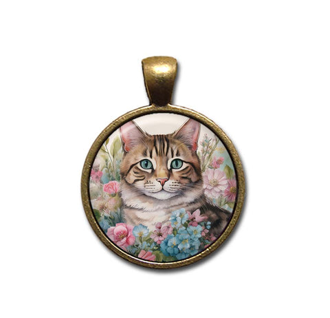 Sweet Tabby Cat in Florals