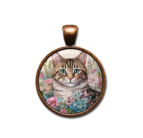 Sweet Tabby Cat in Florals