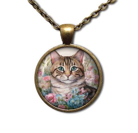 Sweet Tabby Cat in Florals