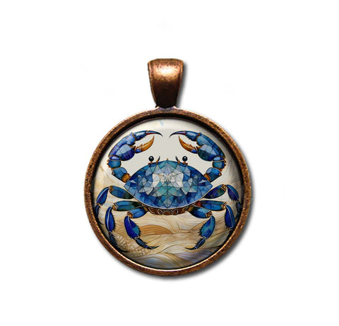 Faux Stained Glass Style Blue Crab