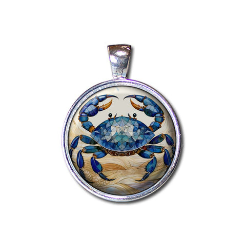 Faux Stained Glass Style Blue Crab