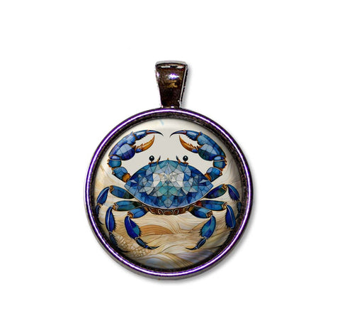 Faux Stained Glass Style Blue Crab