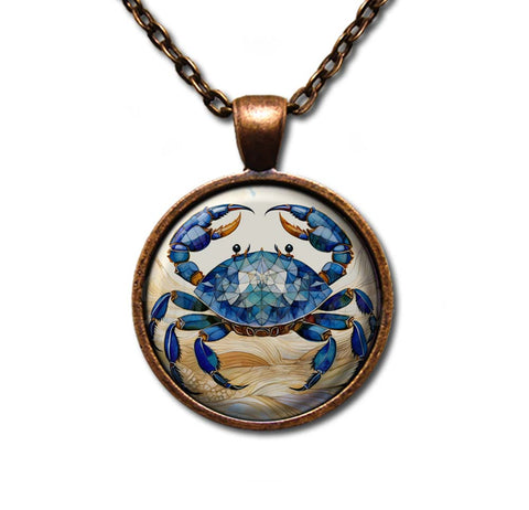 Faux Stained Glass Style Blue Crab