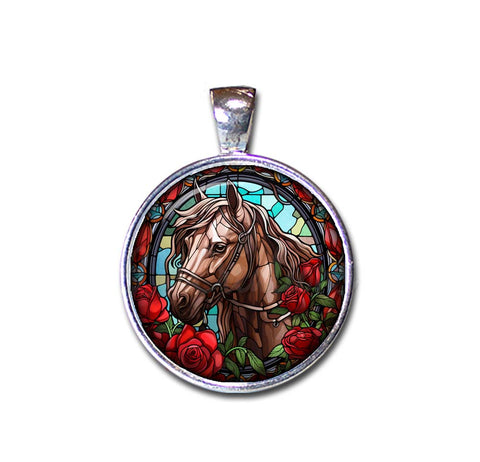 Faux Stained Glass Horse with Roses