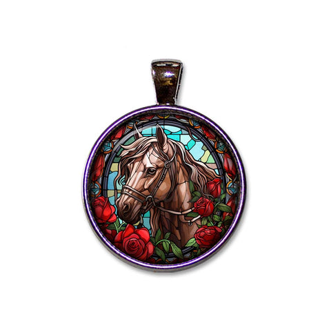 Faux Stained Glass Horse with Roses