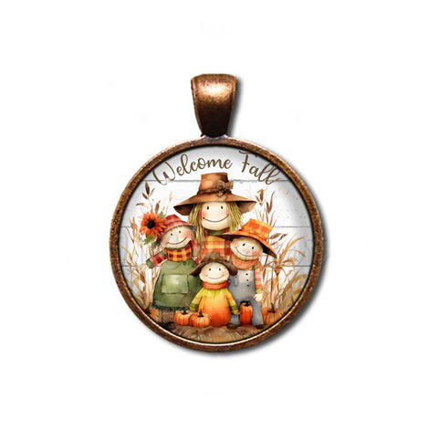 Welcome Fall Scarecrow Family