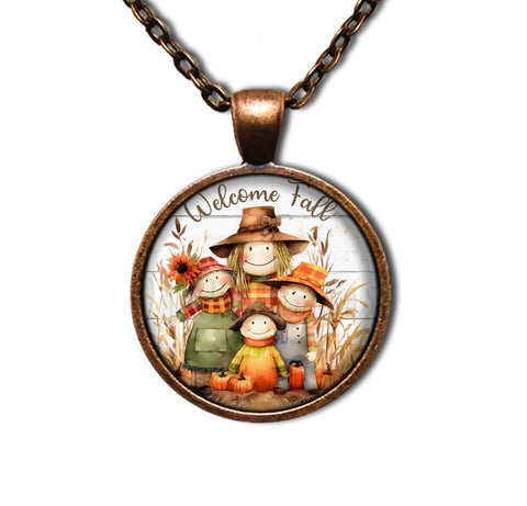 Welcome Fall Scarecrow Family