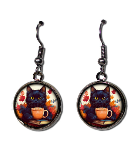 Autumn Black Kitten with Pumpkin Latte