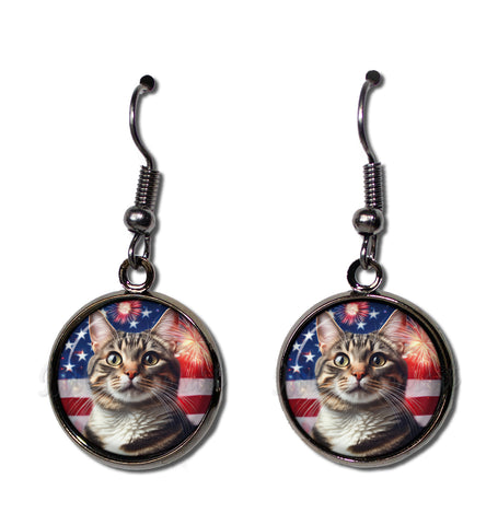Patriotic Tabby Cat American Flag