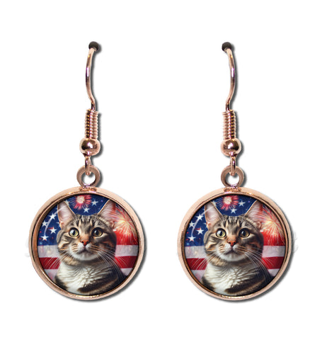 Patriotic Tabby Cat American Flag