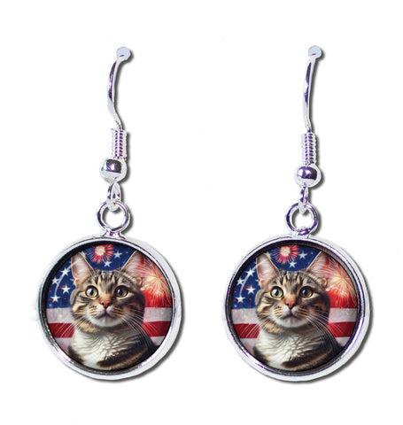 Patriotic Tabby Cat American Flag