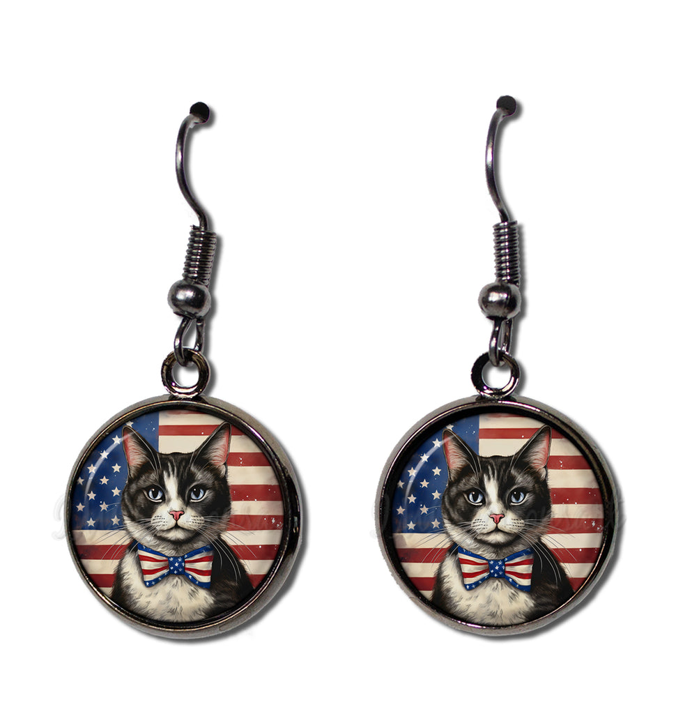 Patriotic Tuxedo Cat American Flag