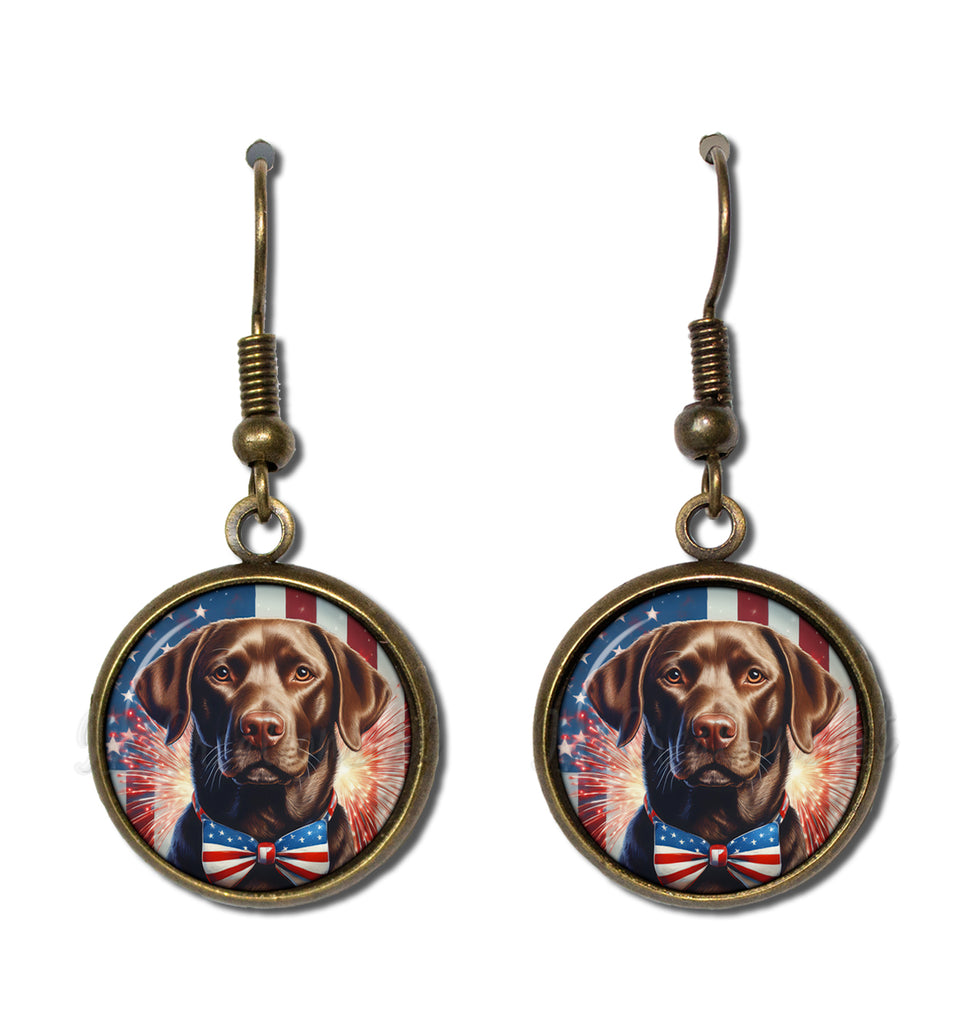 Patriotic Chocolate Lab Dog American Flag