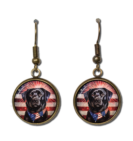 Patriotic Black Lab Dog American Flag