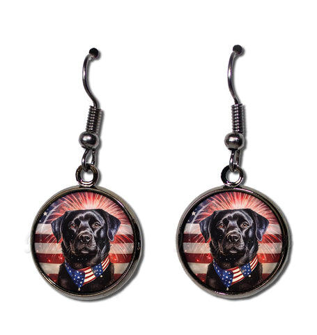 Patriotic Black Lab Dog American Flag