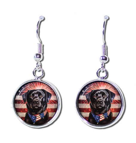 Patriotic Black Lab Dog American Flag
