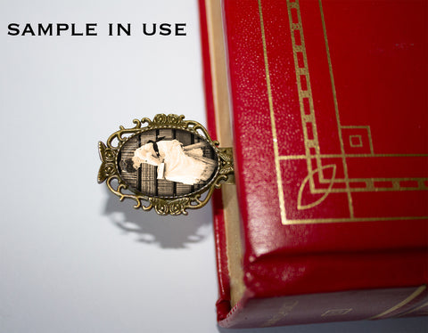 Victorian Woman Reading on Ladder