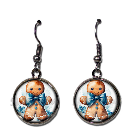 Gingerbread Man Blue Bow