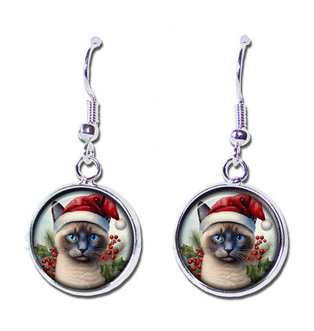 Siamese Cat with Santa Hat