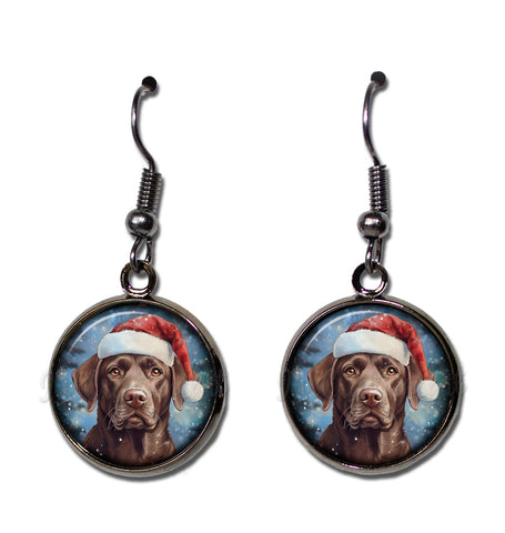 Chocolate Lab with Santa Hat