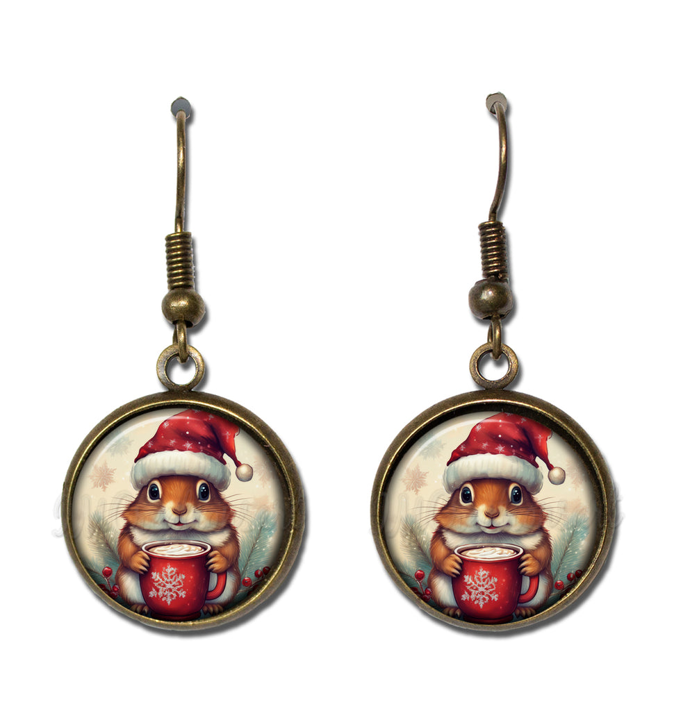 Santa Hat Chipmunk with Cocoa