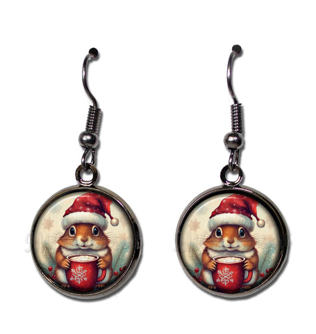 Santa Hat Chipmunk with Cocoa