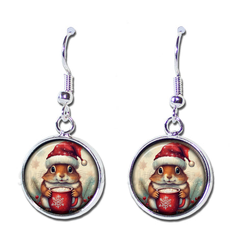 Santa Hat Chipmunk with Cocoa