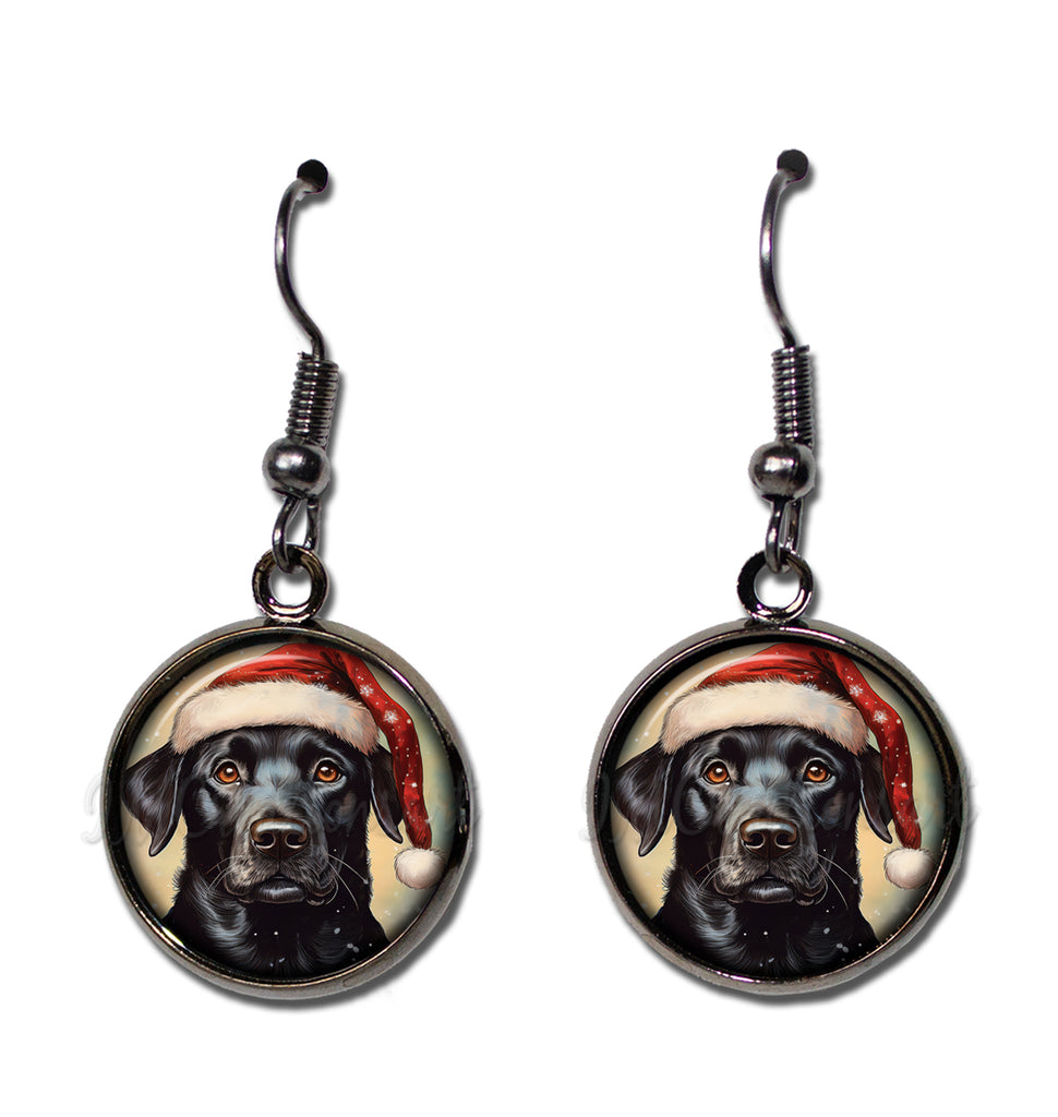 Black Lab with Santa Hat