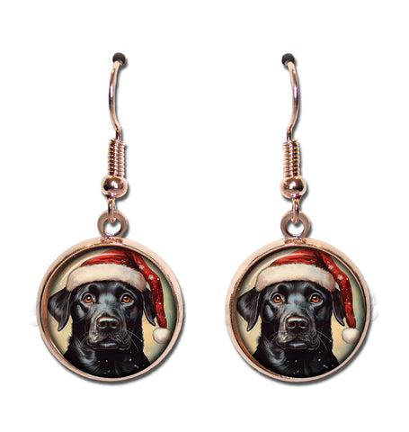 Black Lab with Santa Hat