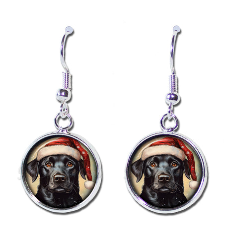 Black Lab with Santa Hat