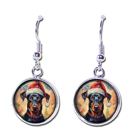 Doberman with Santa Hat