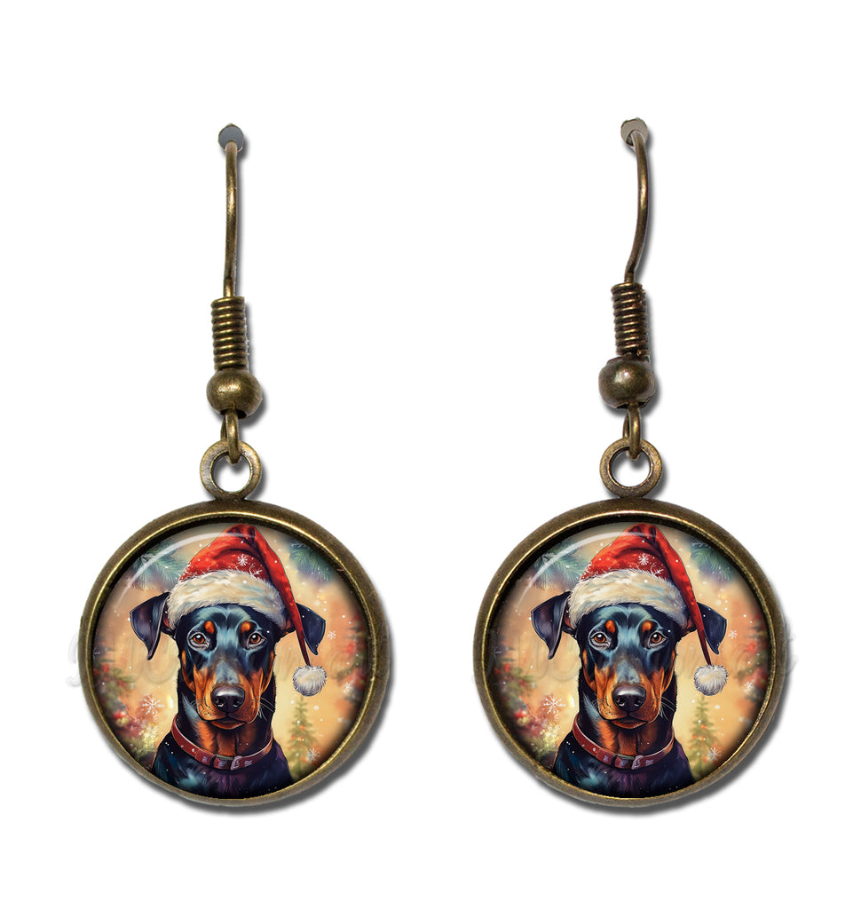 Doberman with Santa Hat