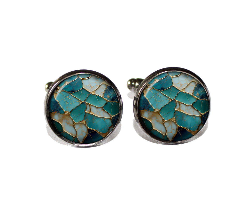 Japanese Pattern Kintsugi Turquoise Gold