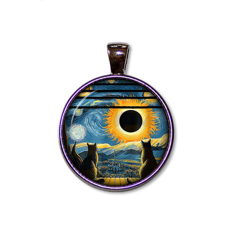 Solar Eclipse Starry Night Cats