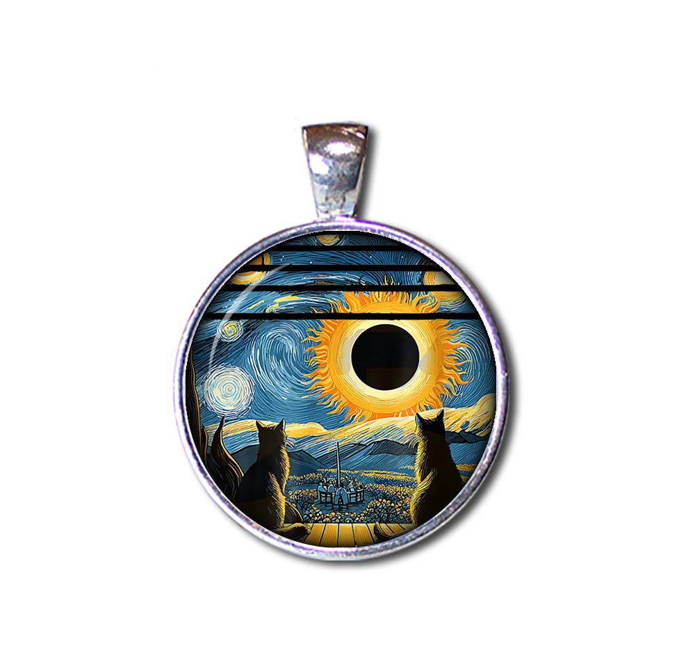 Solar Eclipse Starry Night Cats