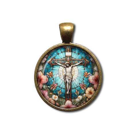 Faux Stained Glass Jesus on Cross