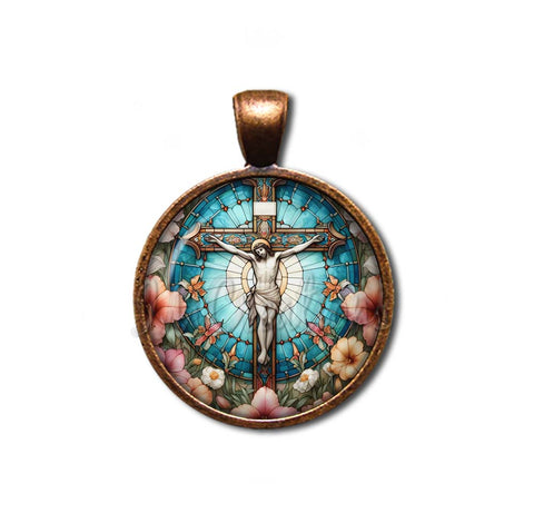 Faux Stained Glass Jesus on Cross