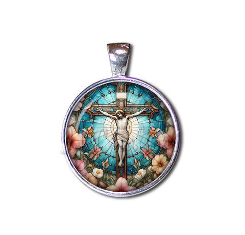 Faux Stained Glass Jesus on Cross