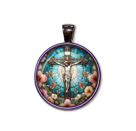 Faux Stained Glass Jesus on Cross