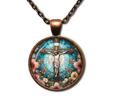 Faux Stained Glass Jesus on Cross