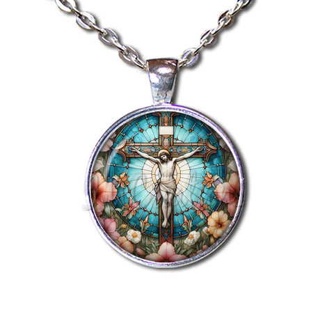 Faux Stained Glass Jesus on Cross