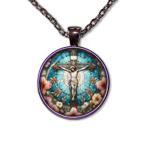 Faux Stained Glass Jesus on Cross